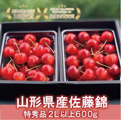 佐藤錦 特秀 2L以上 600g (300g×2パック)バラ詰め S-3【クール発送】