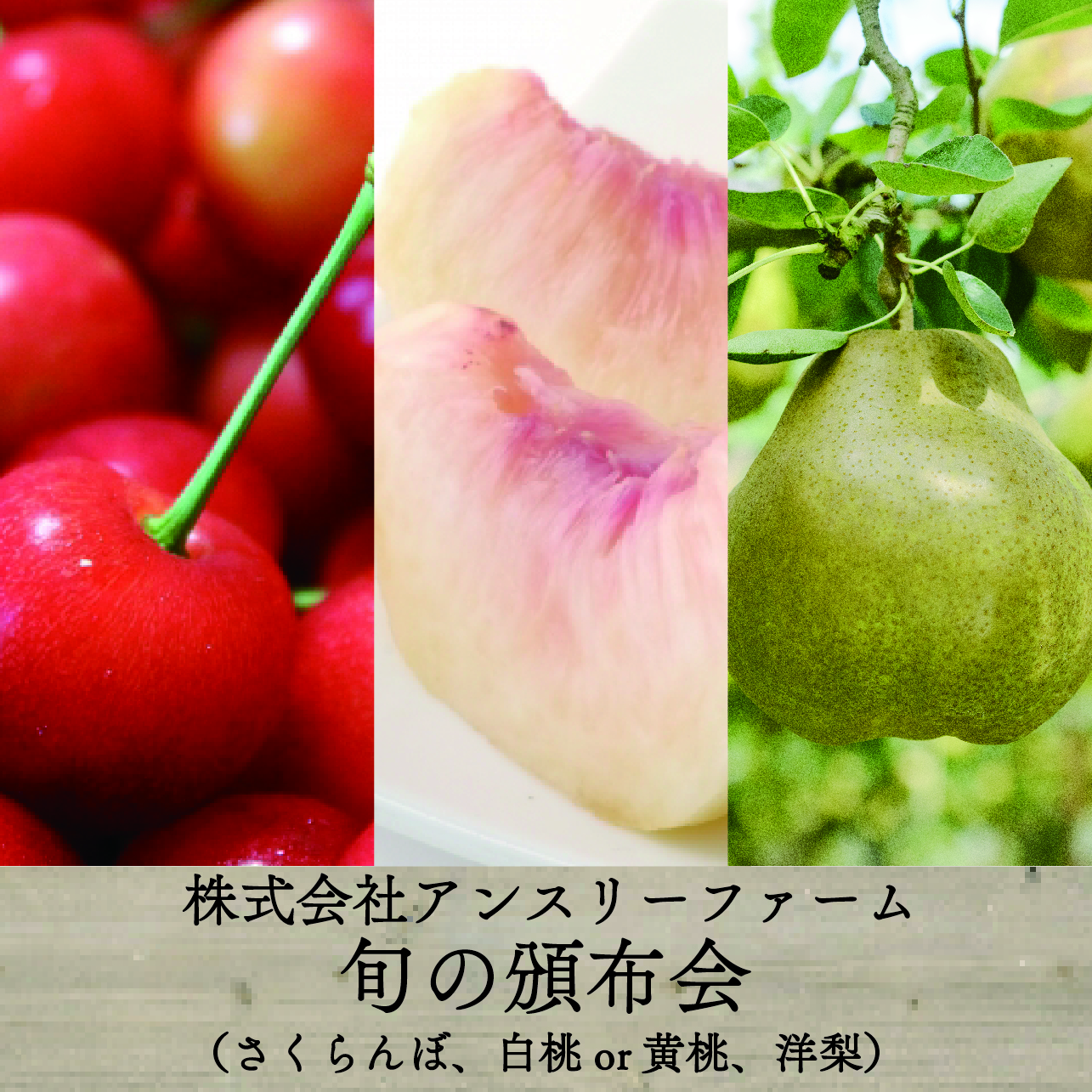 【送料込み】旬の頒布会B（佐藤錦・白桃or黄桃・ラフランス）3回セット